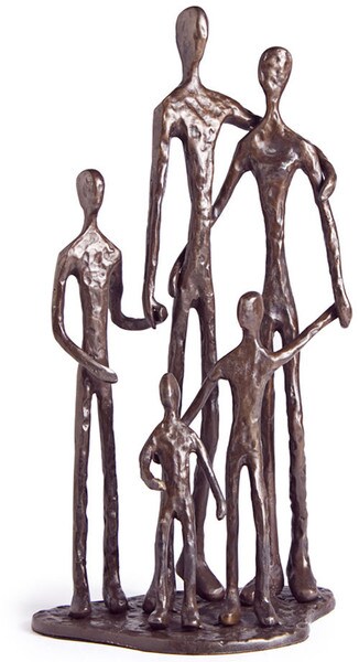 Bronze Family of Five Contemporary Statue
